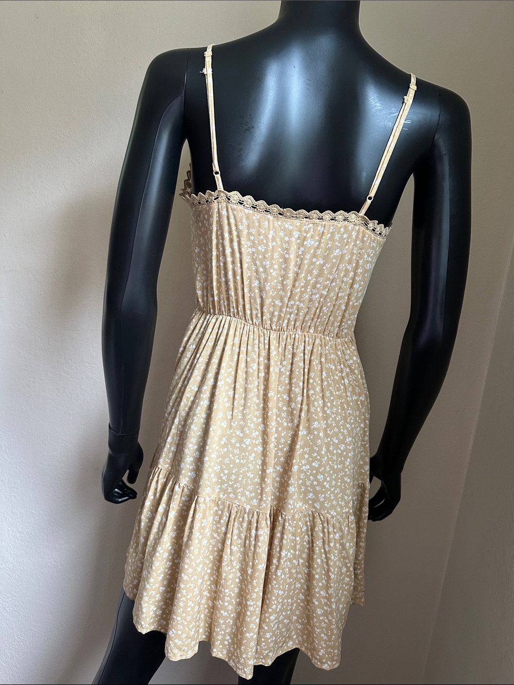 Paper Crane Beige Floral Spaghetti Strap Mini Dress - Picture 7 of 10